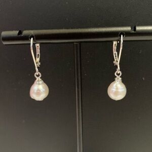 Sterling silver and genuine pearl pierced earrings​​